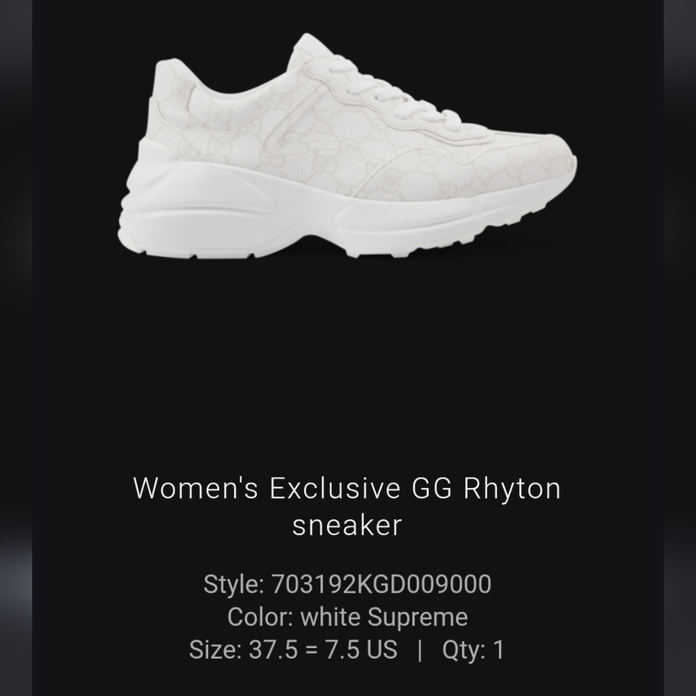 Gucci Women's Exclusive GG Rhyton sneaker size 37.5 - Picture 10 of 10